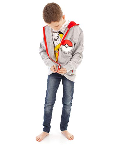 Pokemon Boys Hoodie Zip Up Grey Long Sleeve Hooded Sweater3