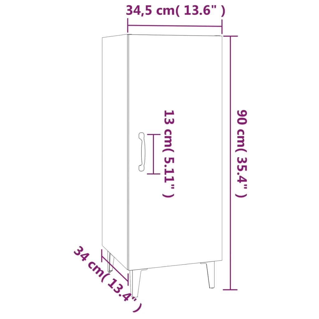 vidaXL Buffet Armoire de Rangement Meuble de Rangement Armoire Latérale Salon Salle de Séjour Sonoma Gris 34,5x34x90 cm Bois d'Ingénierie