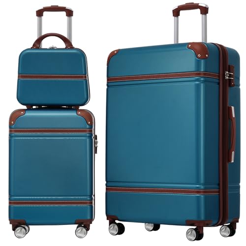 Travel with Ease using 3-Piece Hardshell Luggage Set, Lightweight Design, Expandable Carrying Options, Includes Cosmetic Case, Blue