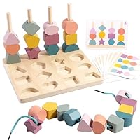 モンテッソーリ 紐通し 木製 知育玩具 形合わせ パズル 形状認知 色認識 モンテッソーリ おもちゃ 子ども 知育おもちゃ 木製 フルーツ
