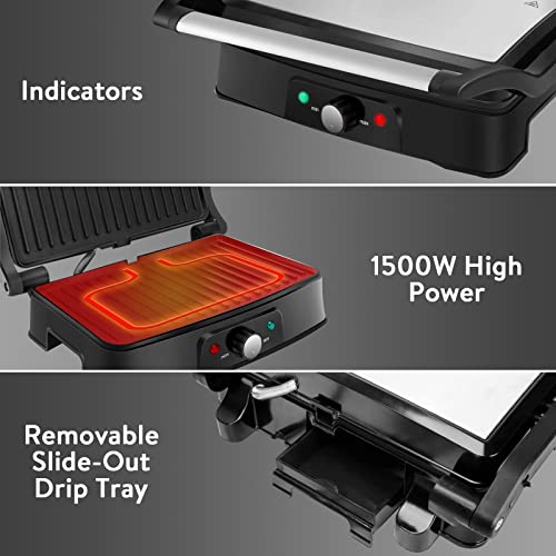 Panini Press For 2 Slice Sandwiches - Non-Stick With Adjustable Temperature, Easy To Clean, Nozaya #TOP4