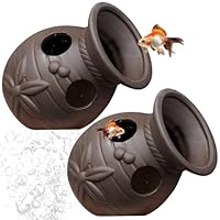 GBKDQQ 2 Stück Keramik Versteck, Aquarium Höhle Fisch Tank Zubehör Dekoration Garnelenhöhle Zuhause Decoration Keramik-Ablaichhöhle Wassertiere-Höhle Landschaftsbau Rock Cave Deko (Vase)