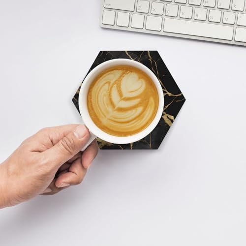 Dessous de verre en céramique lot de 6 hexagonaux avec support pour table et bar