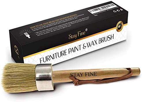 Round Paint and Wax Brush for Furniture | Premium Chalk & Wax Brush | Natural Bristles with Comfort-Grip Wood Handle | Minimal Shedding | Smooth Handle | Handcrafted by Stay Fine (1 Brush)