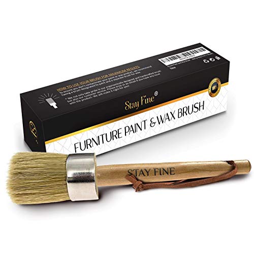 Round Paint and Wax Brush for Furniture | Premium Chalk & Wax Brush | Natural Bristles with Comfort-Grip Wood Handle | Minimal Shedding | Smooth Handle | Handcrafted by Stay Fine (1 Brush)