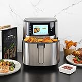 Kalorik Air Fryer VIVID Select Series, 7 Quart Capcity with Full Color Display and Touch Controls, 202 Presets in 12 Food Categories Includes Nonstick Basket & Trivet, 1500-Watts, Stainless Steel