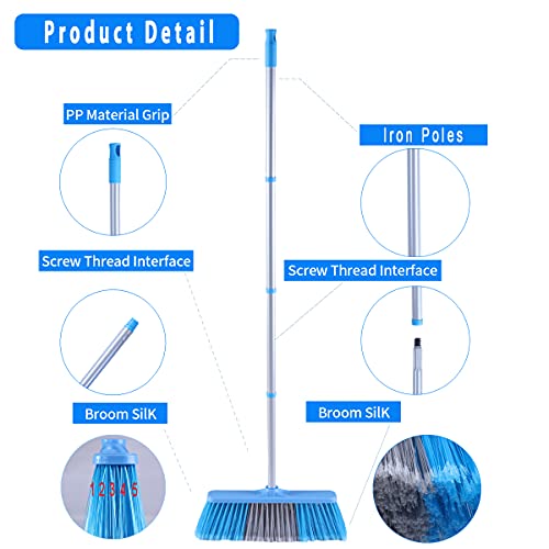 Yonill Indoor Outdoor Broom With Long Handle, 53" Angle Brooms For Floor Cleaning Sweeping Broom For Garage, Patio, Garden, House And Kitchen #TOP1