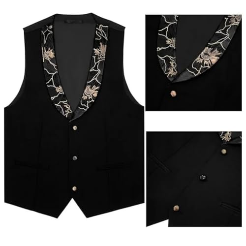 Men Paisley Floral Tuxedo Suit Three Piece Blazer Vest Pants Set Wedding Groom Party Outfit3