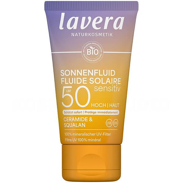 lavera Lozione solare Sensitiv SPF 50 – Crema solare per viso e décolleté – senza filtri UV chimici – per pelli sensibili – vegano – Cosmetici naturali – 40 ml