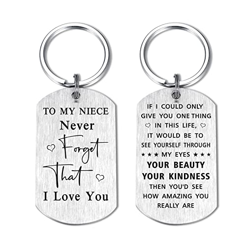 Yobent To My Niece Gifts, I Love My Favorite Niece Christmas Keyring for Birthday, Never Forget I Love You Present from Uncle
