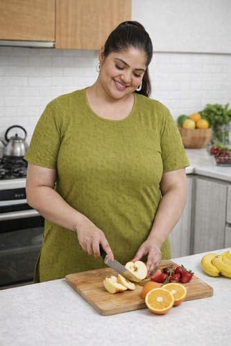 Image of RYSH Women's All-Over Printed Cotton Plus Size Longline T-Shirt with Pockets