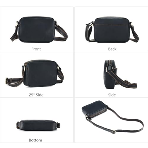 Men's Genuine Leather Crossbody Bag Small Mobile Phone Shoulder Bag, Retro Large Capacity Zipper Messenger Bag2