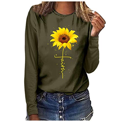 Blouses for Women Fashion 2021, Summer Teens Tops Hoodies Sexy Flower Work Plus Size Sweatshirts Long Sleeve Casual Kawaii Womens Fall Clothes Tee Womens Coats and Jackets Army Green
