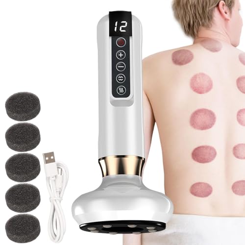 Fasicapro - dispositivo de terapia de ventosas de 3,5 pulgadas, ventosas eléctricas, kit de terapia | Masajeador inteligente con 12 modos de calefacción, succión, raspador corporal y del dolor