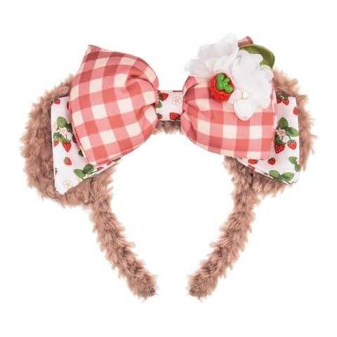 A Miaow Shellie Bear Cookie Dog Headband Chef Hat Bow Animal Headpiece Strawberry Flower Hairband Hair Accessory for Women (Strawberry May) Cover