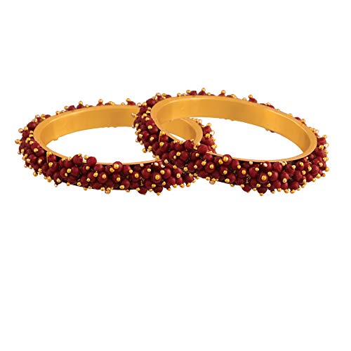 Women's 18K Gold Plated Pearl Beaded Bangle Set
