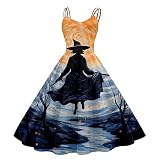 Horror de Halloween de miedo 2023 Y20K Vestido de ama de casa Sin Mangas con Impresión de Halloween de las Mujeres Vestido de Bodycon, turquesa, XXL