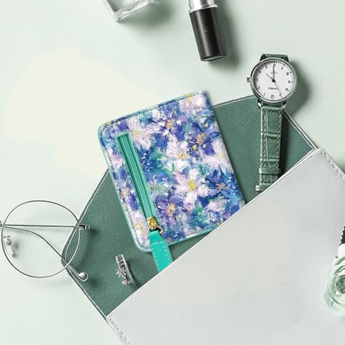 Image of Small Womens Wallet Thin Credit Card Holder Pocket Mini Purse | Compact Women Slim RFID Blocking Wallets Bifold Ladies Pocket Card Holders for Travel & Daily Use, Blue Floral