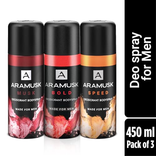 Image of Aramusk Deo for Men - MUSK, BOLD & SPEED assorted |Long Lasting Masculine Fragrance | Everyday Bodyspray |150mL Pack of 3