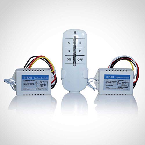 Image of SiSAH ABS Plastic 220V 2 and 2 CH 2 Receiver and 1 Transmitter Wireless Remote Control Switch