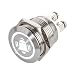 Produktbild LED Drucktaster mit Glocken-Symbol, Einbau Ø 19 mm flacher Edelstahl-Taster mit farbig beleuchtetem Glocken-Symbol und Schraubkontakten, wasserdicht IP67, AC/DC (Weiß)