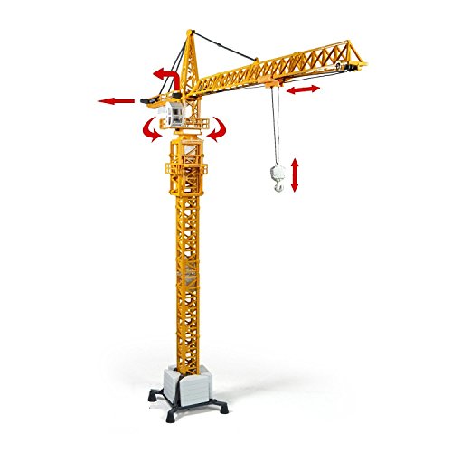 Tipmant Large Size Alloy Die-Cast Model Toy Diecast Tower Slewing Crane Truck Vehicle Miniature Car 1:50 Gift For Kids Height 20 Inch #TOP2