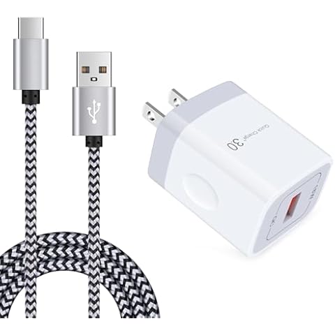 Quick Charge 3.0 Fast Charger Compatible Moto X4, Z4 Z3 Z2 Z Play Force, G8 G7 Power Play, G6, G6 Plus(Not for G6 Play), Motorola One, 18W Rapid Wall Charger with 6Ft USB Type C Charging Cable Cord Cover