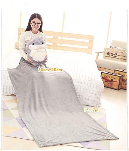 YunNasi 2 in 1 Hamster Kuscheltier Plüschtier Hamster Kissen mit Kuscheldecke Super Süßes Geschenk für Kinder und Freundin 50cmX30cm (Hellbraun)