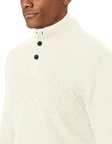 Chaps Men's Chest Texture Mock Neck Long Sleeve Sweater (Cream, 2X-Large Big)3