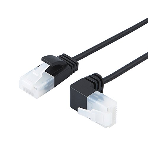 Ultra Slim Cat6a Ethernet Short Cable OD 2.8mm, CableCreation Down Angle Lan Super Light Cord, High Speed 10G UTP Network Patch Cable, Internet Wire for PC,Router,Modem,Printer,TV Box,PS5; 0.82FT 25cm