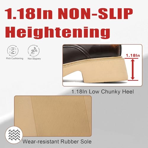 Men's Retro Leather Platform Chunky Heel Wide Round Toe Dress Oxford Shoes Classic Lace-Up Comfortable Heightening Non-Slip Derby Shoes for Wedding Business Formal Party3