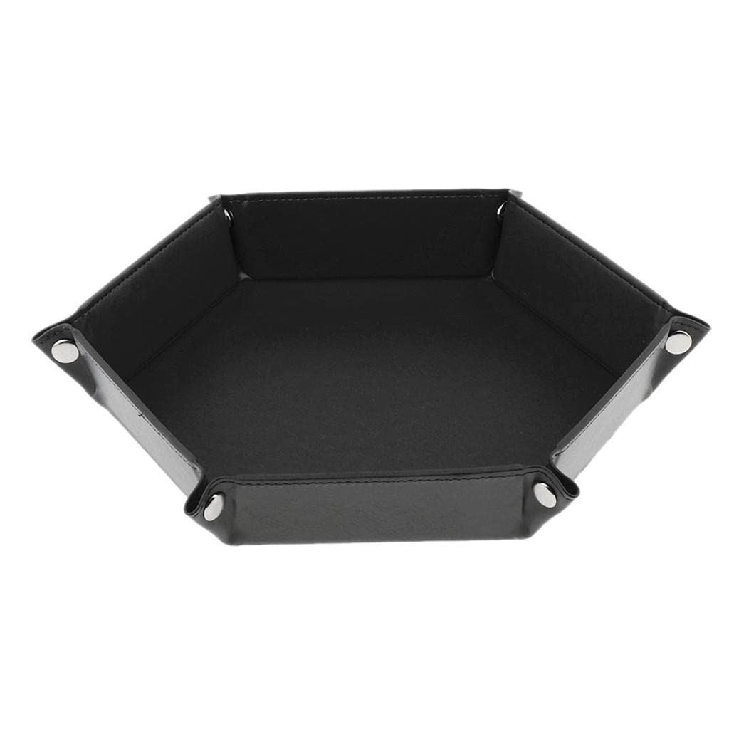 Xiaojikuaipao Foldable Hexagon PU Leather Dice Tray Holder for RPG DND Games | Portable Dice Storage | & - Black