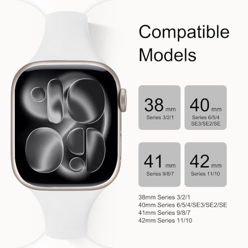 Image of Lerobo 6 pack Silicone Slim bands Compatible for Apple Watch Band 41mm 42mm 40mm 38mm, Slim Thin Sport Strap Wristband for iWatch Series 11 /10 /9 /8 /7 /6 /5 /4 /SE /Ultra /3 /2 /1 Women Men