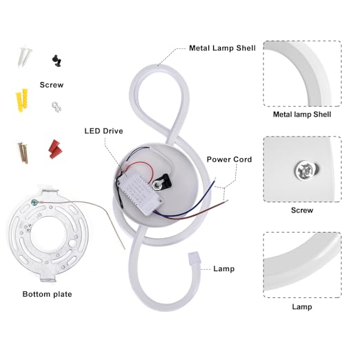 Image of Kawell 22W Indoor LED Wall Light Modern LED Wall Sconce Light Creative Wall Lamp LED Music Symbol Art Decoration for Bedroom Living Room Cafe Lounge Stairs Corridor, White 6000K