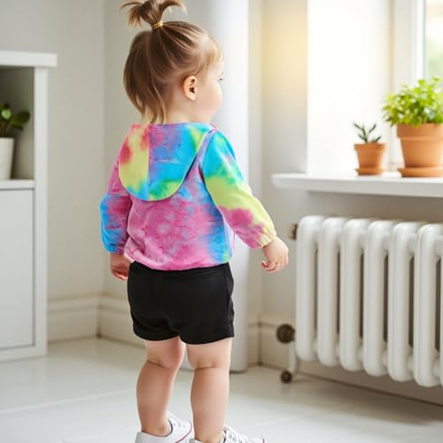 Emmababy Toddler Zip Up Hoodie Baby Girl Hooded Jackets Zipper Long Sleeve Tie Dye Hoodie Coat Infant Boy Winter Outerwear3