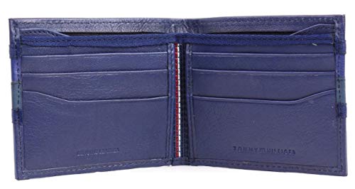 New Tommy Hilfiger Men's Leather Double Billfold Passcase Wallet & Valet/Cobalt #TOP4