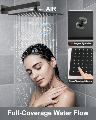 Système de douche carré 30,5 cm à fixation murale ensemble de douche haute pression complet