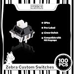 EPOMAKER Zebra 40gf Interrupteurs de claviers mécaniques linéaires, 5-Pin Commutateur préludé crémeux, 100 PCS, avec POM Tige, 21mm Ressort, compatible avec MX Captures pour clavier de jeu