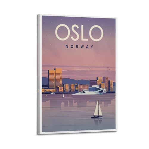 FAVIRXPYU Poster da parete su tela, stile nordico minimalista norvegese, Oslo, decorazione moderna per camera da letto, 20 x 30 cm