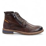 Infinity Leather Botines de Hombre Dolcetto Color marrón Estilo Motero con Cordones.