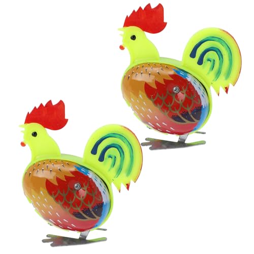 TOYANDONA Kinder Aufziehspielzeug Blech Tiere Aufziehtiere: 2 Stücke Huhn Hahn Figur Metall Aufziehfiguren Blechspielzeug zum Aufziehen Uhrwerk Wind Up Spielzeug Ostern Mitgebsel Tischdeko
