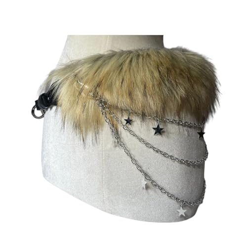 Lujoso cinturón de cintura peludo con dije estético para fotos para jeans, vestidos, joyería corporal, cadena de cintura con cuentas metálicas para mujer, B, S