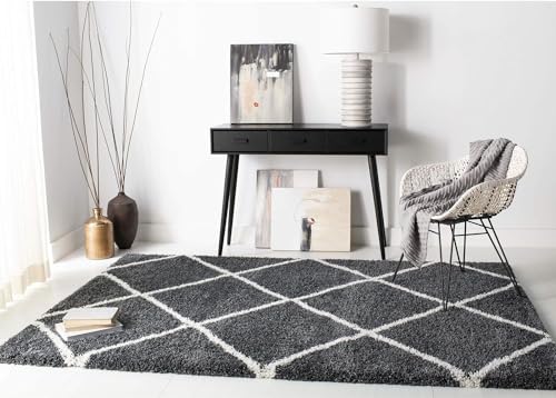 Image of Carpet for Hallway, Kitchen, and Modern Interiors, Cozy Shag Runner for Living Room, Entryway & Office Decor Size 6x9 feet Grey B