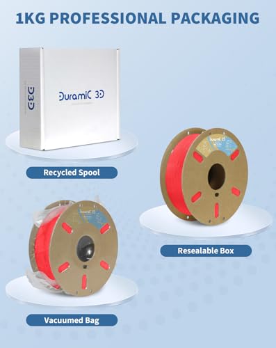 Image of DURAMIC 3D Matte PLA Filament 1.75mm Red, 1kg Cardboard Spool Matte Finish 3D Printer Filament PLA 1.75mm Dimensional Accuracy 99% + /- 0.03 mm, Printing with FDM 3D Printer, Easy to Remove Support
