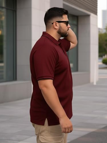 Image of Veirdo Men's Classic Fit Plus Size Polo T-Shirt, Half Sleeve, Stylish Cotton Tee, Formal & Casual Wear, Comfortable & Durable (3XL-5XL)