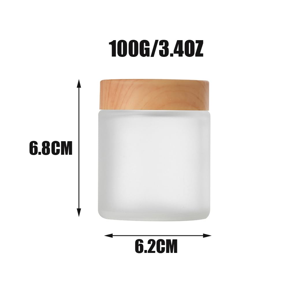 2Pcs 100ML/3.4oz Empty White Frosted Glass Bottle Jars with Plastic Lids and Inner Liner Portable Cream Lotions Scrubs DIY Cosmetic Makeup Storage Containers Pots - Image 2