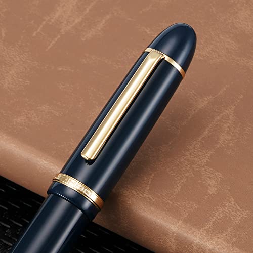 Image of erofa Jinhao X159 Fine Nib Fountain Pen, Dark Blue With Golden Clip Acrylic Big Size Writing Pen