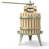 Obstweinpresse – 100% natürliche/gesunde Apfel- und Traubenpresse, manueller Saftbereiter für die Küche, Massivholzkorb mit Blöcken, Apfelwein-Weinherstellungspresse (LFGB-zertifiziert, robust) (12L)