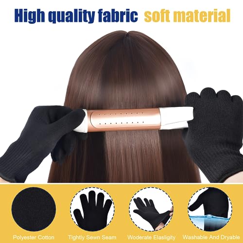 ikoco heat proof medium glove mitts for hair styling - 2pcs for flat iron curling wand and hot-air brushes