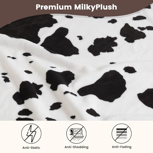 Cozy Bliss Manta con Estampado de Vaca, Suave, Gruesa y Cálida, para Sofá, 50 x 60 pulgadas, Negro y Blanco miniatura 3